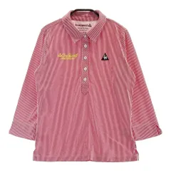 サイズ：M LECOQ GOLF ルコックゴルフ  長袖ポロシャツ ストライプ柄 レッド系 [240101318557]# ゴルフウェア レディース ストスト