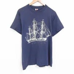 L/古着 フルーツオブザルーム 半袖 ビンテージ Tシャツ メンズ 90s 船 コットン クルーネック 紺 ネイビー 25jul09 中古