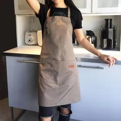 [ブラウン] エプロン レディース メンズ カフェエプロン 作業エプロン レディース メンズ