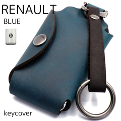 [NONINA]  Renault ルノー キーケース （青用ページ）  キーカバー キーホルダー オイルレザー 本革  ルーテシア アルカナ キャプチャー メガーヌ スマートキーケース
