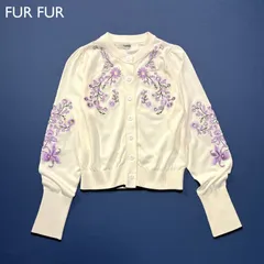 ファーファー フラワー刺繍カーディガン ベージュ エレガント H0122 FURFUR（ファーファー）の「フラワー刺繍カーディガン