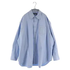RAF SIMONS (ラフシモンズ) 23SS OVERSIZED DENIM SHIRT WITH LEATHER PATCH オーバーサイズド レザーパッチ付きデニムシャツ長袖シャツ ライトブルー 231-M243のサムネイル