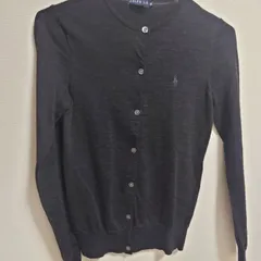 ラルフローレン　カーディガン　黒（グレー）Ｍサイズ【美品】毛100%