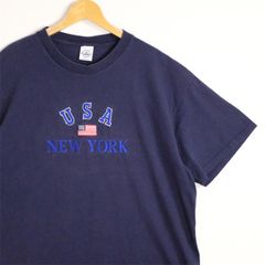 90-00s anvil Tシャツ 刺繍ロゴ アメリカ L ネイビー A459 - メルカリ