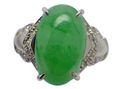 翡翠 ダイヤモンドリング Pt900 11.54g 9.5号 GRJソーティング付き　Jewelry Jade8.96ct Dia0.15ct Ring