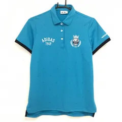 ★特価★アディダス 半袖ポロシャツ ライトブルー×ダークネイビー ロゴ刺しゅう  レディース L/G ゴルフウェア adidas