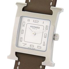 HERMES 헤르메스 H 시계 MM 미디엄 HH1.210 실버 문자판 SS 스테인레스 스틸 가죽 전지식 석영 여성 시계 무료 배송 [미사용] 241001025103