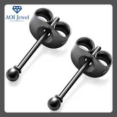 【送料無料！】ピアス レディース メンズ ステンレス スタッド ボール シンプル 両耳セット (ボール：2mm) ブラック [PL005]