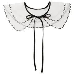 Elerevyo ブラウス 女性 取り外し可能 フェイクカラー 薄手 刺繍ミニケープチョーカー ネックラフ ディッキーカラー 黒-7