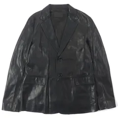 高級レザータグ◎PRADA プラダ レザーコート　ネイビー　ラムレザー　革 高級レザータグ◎PRADA プラダ レザーコートネイビーラムレザー革