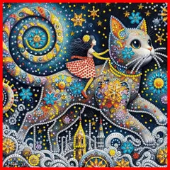 LEADINTOP ダイヤモンドアート 猫 女子 不規則ビーズ 30X30cm かわいい ダイヤモンドペインティング ビーズアート キット モザイクアート 人気 初心者 大人 子供 DIY 手作り 手芸キット プレゼント 芸術品 装飾