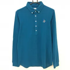 【超美品】ジャックバニー 長袖ポロシャツ ブルー 表微起毛 ボタンダウン メンズ 6(XL) ゴルフウェア Jack Bunny