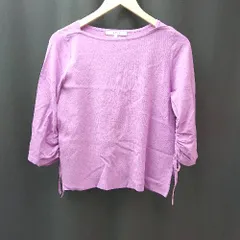 ◇ UNTITLED アンタイトル 無地 クルーネック 生地薄手 七分袖 カットソー サイズ2 パープル レディース E  【1307260007336】