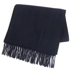 極美品□dunhill/ダンヒル　パイピングデザイン　カシミヤ100％　フリンジマフラー/ショール/ストール　ネイビー×ブラック　イタリア製 t03-st30307-72のサムネイル