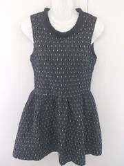 ◇ PourVous プールヴー 総柄 お呼ばれ ノースリーブ ミニ ワンピース ブラック ホワイト レディース  【1206170009426】