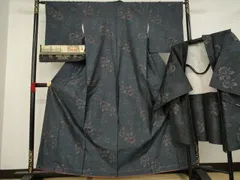 平和屋着物●本場大島紬　アンサンブル　草木染　草花文　大丸織物謹製　証紙付き　正絹　逸品　AABB0478ck