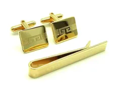 ■美品■ GIVENCHY ジバンシィ  カフス カフリンクス タイピン アクセサリー 2点セット ゴールド系 DH3758 冠婚葬祭 結婚式 葬式のサムネイル
