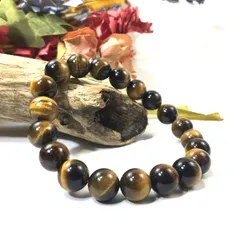 シンプル タイガーアイ パワーストーン ブレスレット 天然石 10mm 天然石 メンズ・レディース　男性・女性　数珠ブレス　開運 [17]