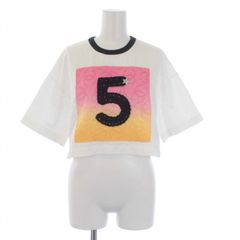 샤넬 CHANEL 2024 크루즈 No.5 코코 마크 반소매 T 셔츠 컷 소 자르기 길이 총 무늬 34/36 화이트 화이트 P76438K11016 /KH