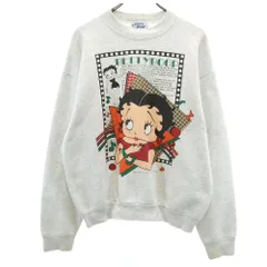 フルーツオブザルーム 90s USA製 オールド ベティブープ 長袖 スウェット トレーナー L グレー FRUIT OF THE LOOM 裏起毛 BETTY BOOP メンズ