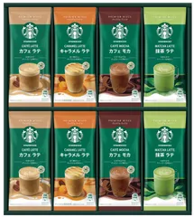 スターバックス プレミアム ミックス ギフト	（SBP-30B）  スターバックス プレミアム ミックス 　カフェラテ18g×4 キャラメルラテ23g×4 抹茶ラテ24g×4 カフェモカ22g×4　贈り物　記念品　プレゼント　内祝　挨拶回り　お供え　M