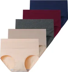 [INNERSY] ショーツ レディース ハイウエスト パンツ インナーショーツ 下着 綿 女性用 肌着 食い込まない 深め 大きいサイズ ５枚セット Lサイズ IL R10147