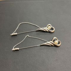 【EL6】TASAKI タサキ 田崎 真珠 パール 6mm ピンブローチ 2点 ハート KT10387のサムネイル