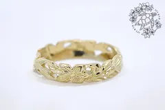 14K　マイレ　葉　リング　イエローゴールド　US４号(JP７号相当)  US５号(JP９号相当） ハワイアンジュエリー　ハワジュ　アクセサリー　指輪　レディース　女性　上品　華やか　日常使い　普段使い　プレゼント　ギフト　贈り物　お祝い　金　100,000円