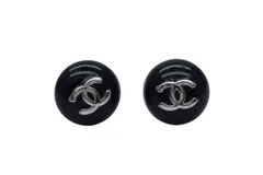CHANEL シャネル ココマーク ピアス 両耳用 重量約4.1g 00T刻印 シルバー ブラック ボタンモチーフ 美品 中古 4c076486