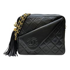 シャネル CHANEL マトラッセ フリンジ チェーンショルダーバッグ 0番台 ブラック ゴールド金具 ラムスキン レディース ショルダーバッグ
