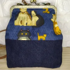 デニムリメイクがま口ポシェット御朱印帳入れ