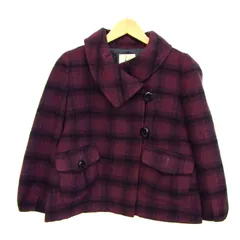 クミキョク ショートコート ジャケット アウター チェック柄 モヘヤ混 レディース 2サイズ パープル 組曲 【中古】