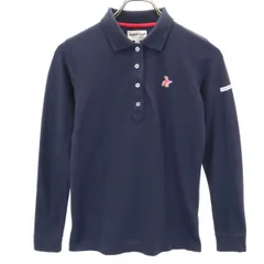 ジャックバニー バイパーリーゲイツ ゴルフ 長袖 ポロシャツ 0 ネイビー Jack Bunny!! by PEARLY GATES 鹿の子地 レディース 古着 【240309】