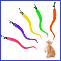 popluxy 猫じゃらし 羽のおもちゃ 猫おもちゃ 天然鳥の羽棒 鈴付き 交換用 毛虫 ぬいぐるみ 猫のお好み 5本入