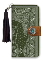 iPhone14ProMax ケース 手帳型 アイフォン14 プロマックス スマホケース フリンジ ストラップ付 コンチョ ペイズリー柄 バンダナ柄 レッド ネイビー ブラック カッコイイ  男性 メンズ カラー04