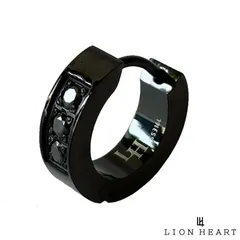 ライオンハート シングル フープピアス ステンレス ブラック ブラックジルコニア 黒 片耳用 1点売り メンズ ブランド LION HEART