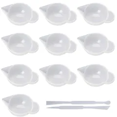 YFFSFDC レジン道具 調色パレット 10枚+調色スティック 2本セット シリコン製 UVレジン用ツール 柔らかい DIY 手芸 UVレジン用具 半透明 ハンドメイド道具 1