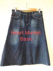 1046y【春夏コーデ】ハートマーケット 古着 デニムスカート レディース S