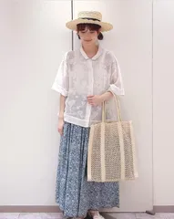 130y*ツハルバイ サマンサモスモス メッシュビーズ刺繍ブラウス.