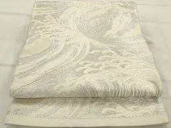 平和屋着物◎六通柄袋帯　唐織　立波文　銀糸　正絹　逸品　AAAU7251sg