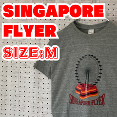 【SINGAPORE FLYER】シンガポールフライヤー　観覧車　Tシャツ　M　グレー　古着　LTTS2309-113