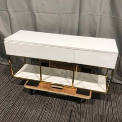 ♯【mugen様専用】Francfranc フランフラン レーヌ TVボード2 ゴールドフレーム 大理石柄シート コンパクトサイズ 直接引き取り歓迎