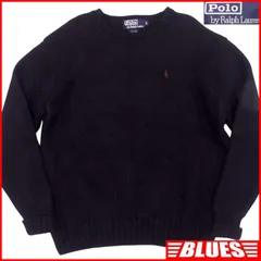 POLO RALPH LAUREN ラルフローレン セーター ニット L 古着 メンズ 黒 ウール 刺繍 90s ヴィンテージ ニット_セーターサイズL一覧←SEULB屋着古← TY3435