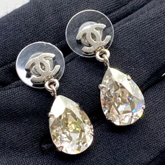 CHANEL シャネル ピアス ココマーク クリアストーン ドロップモチーフ 真鍮 管理番号：8214