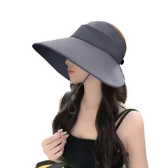 【★数量限定★】[FakeFace] レディース サンバイザー 春夏 ひよけ帽子 UPF50+ UVカット サンハット 女性 つば広帽子 遮光 通気 紫外線対策 折りたたみ 日焼け防止 キャップ あご紐付き 農作業 ガーデニング 園芸 散歩 買い物 自転車