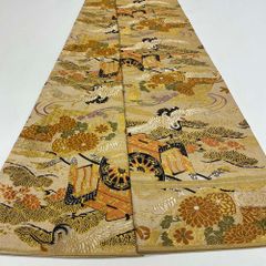 丸帯 アンティーク ヴィンテージ 全通 金帯 396cm 花嫁衣装 貸衣装 中古 リサイクル 結婚式 婚礼 着付け 舞台 きもの 着物 4118