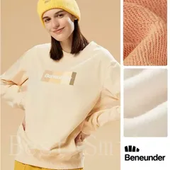 Beneunder クルーネックトレーナー 裏起毛 お買い得 春秋冬トレーナ 男女兼用 アイボリー スウェットシャツ