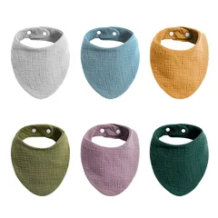 新品 [Ｌａｓｏｌｌ] 三角スタイ 6枚入り 食事エプロン ベビー ビブ スタイ よだれかけ 食事用 新生児用 幼稚園用 女の子 男の子 赤ちゃん 口拭き 出産お祝い 綿 柔らかい 通気性よい 調整可能 無地 6色セット