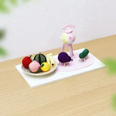 お盆飾り ちりめん製 コンパクト 精霊馬 パステル盆飾りお供えセット ミニお線香特典付 きゅうり なす ほおずき お盆供養 お盆用品 ペット 供養 おしゃれ かわいい 初盆セット ミニサイズ 仏具 国産 京都 龍虎堂 リュウコドウ .お盆用