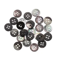 uxcell 天然シェルボタン 25個 4穴 11.5mm マザーオブパールボタン シャツ 洋服 コート スーツ ジャケット ジーンズ スカート 裁縫 クラフト DIY 装飾用 黒